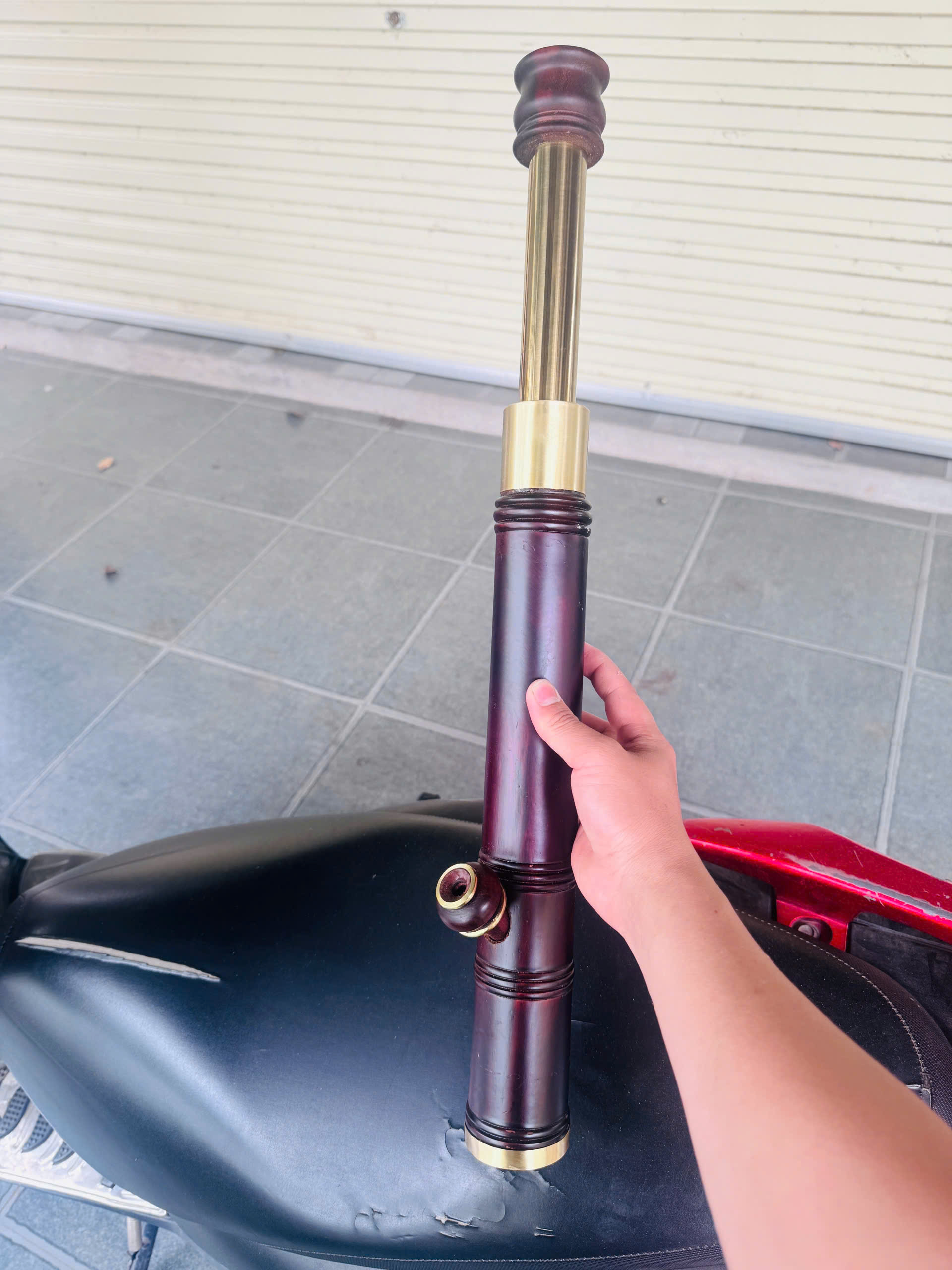 Điếu cày mini rút gỗ mun bọc đồng
